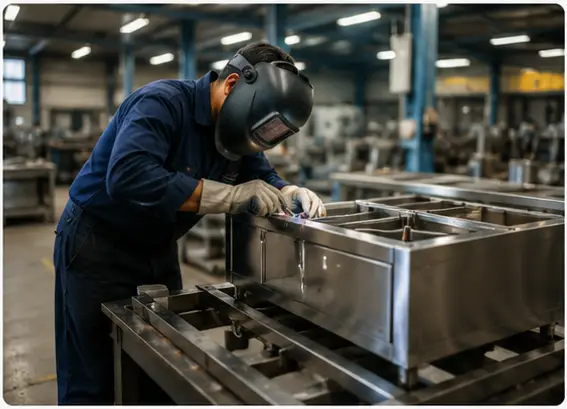 Skilled professional fabricating premium stainless-steel commercial kitchen equipment