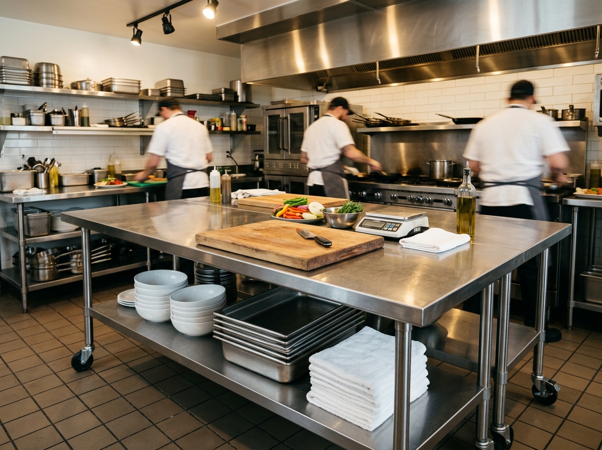 Stainless steel work tables
